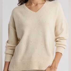 Joe’s Jeans Gold Sequin Cream V-neck Sweater Size S